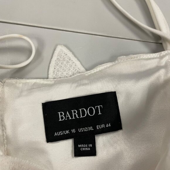 BARDOT Womens Lace Midi Sheath Dress Spaghetti Straps White Size 12 Zip - Picture 8 of 9